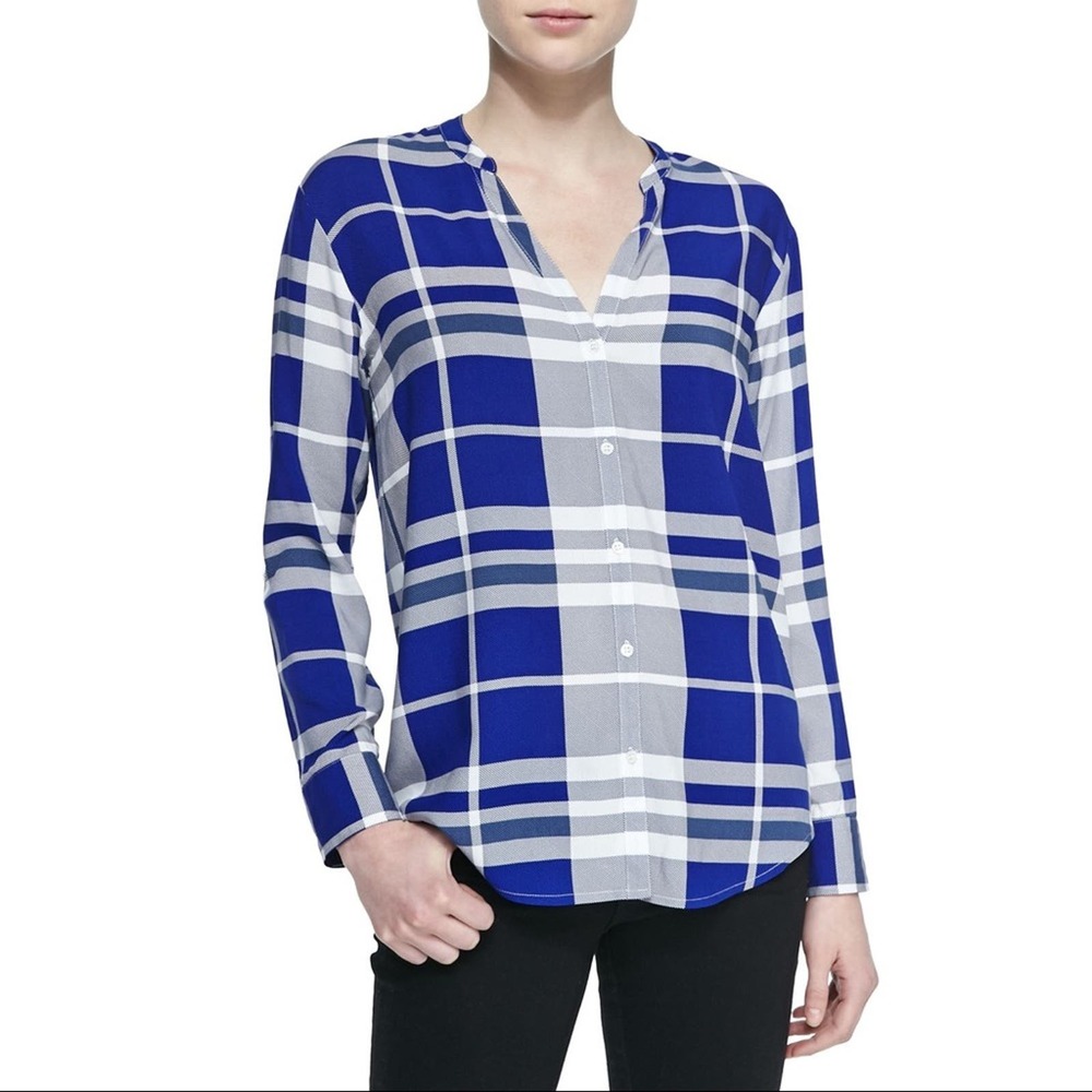 Soft Joie challis "Dane" top in plaid.